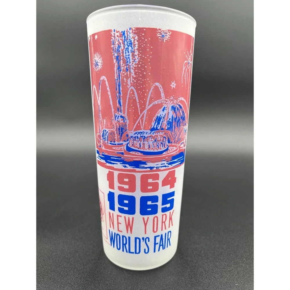 1964-65 NY World's Fair Souvenir Glass: Pool of Industry Frosted Barware